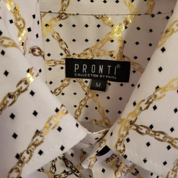 Men's Metallic Multi-Pattern Button Up Shirt by Pronti - Picture 4 of 6